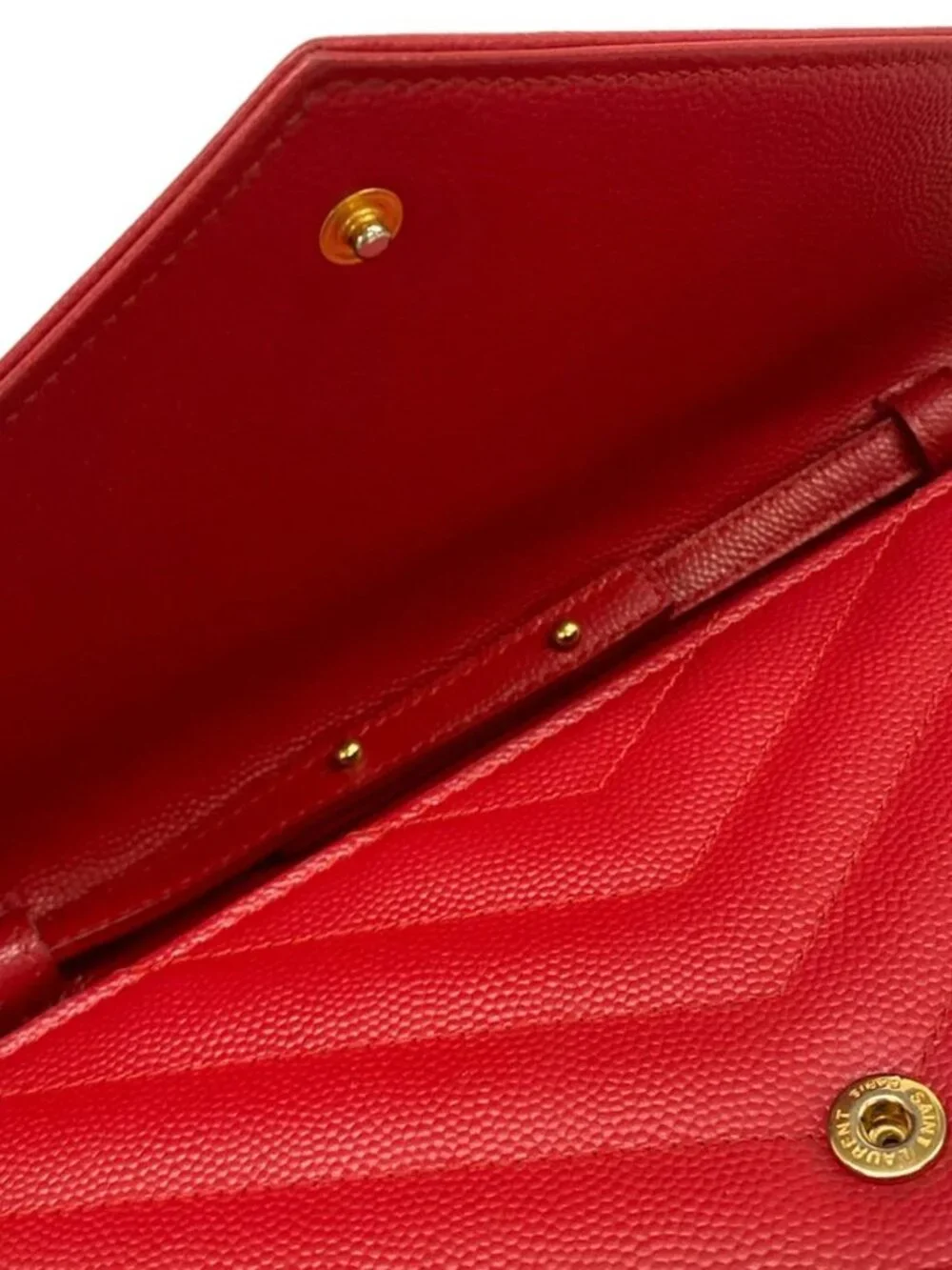 SAINT LAURENT PARIS Monogram Chain Wallet 377828 Red Leather Other Style Wallet - Picture 11 of 12